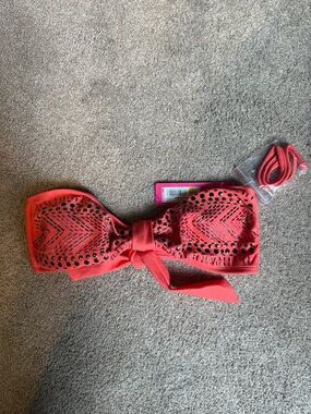 Xhilaration Coral Rhinestone Bandeau Bikini Top Size S